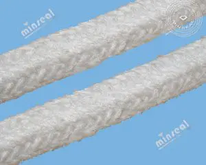 Two white braided ropes against a light blue background.