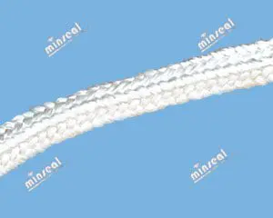 Close-up of a braided white rope on a blue background with the text "minseal" repeated across the image.