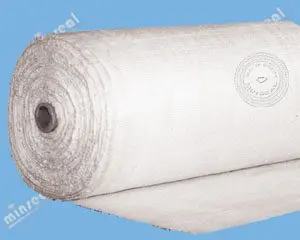 A large roll of white mesh fabric on a blue background.