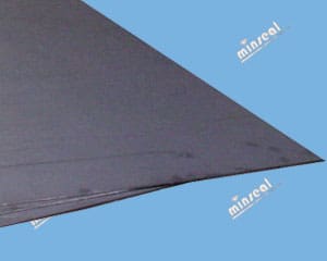 Black foam sheet on blue background.