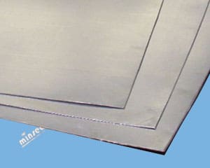 Stack of gray sheets on blue background.