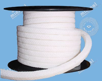1400L400 White braided rope spool on blue background.