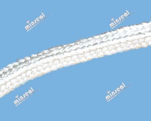 3340-FiberglassSquare White braided rope on blue background.